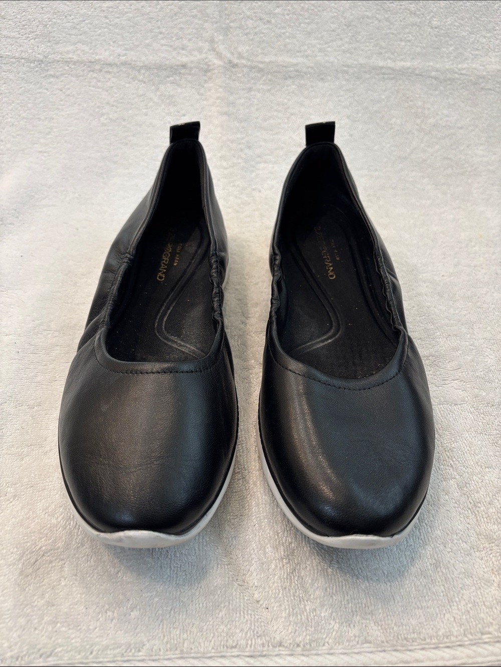 Cole Haan Black Slip-On Leather Ballet Flats